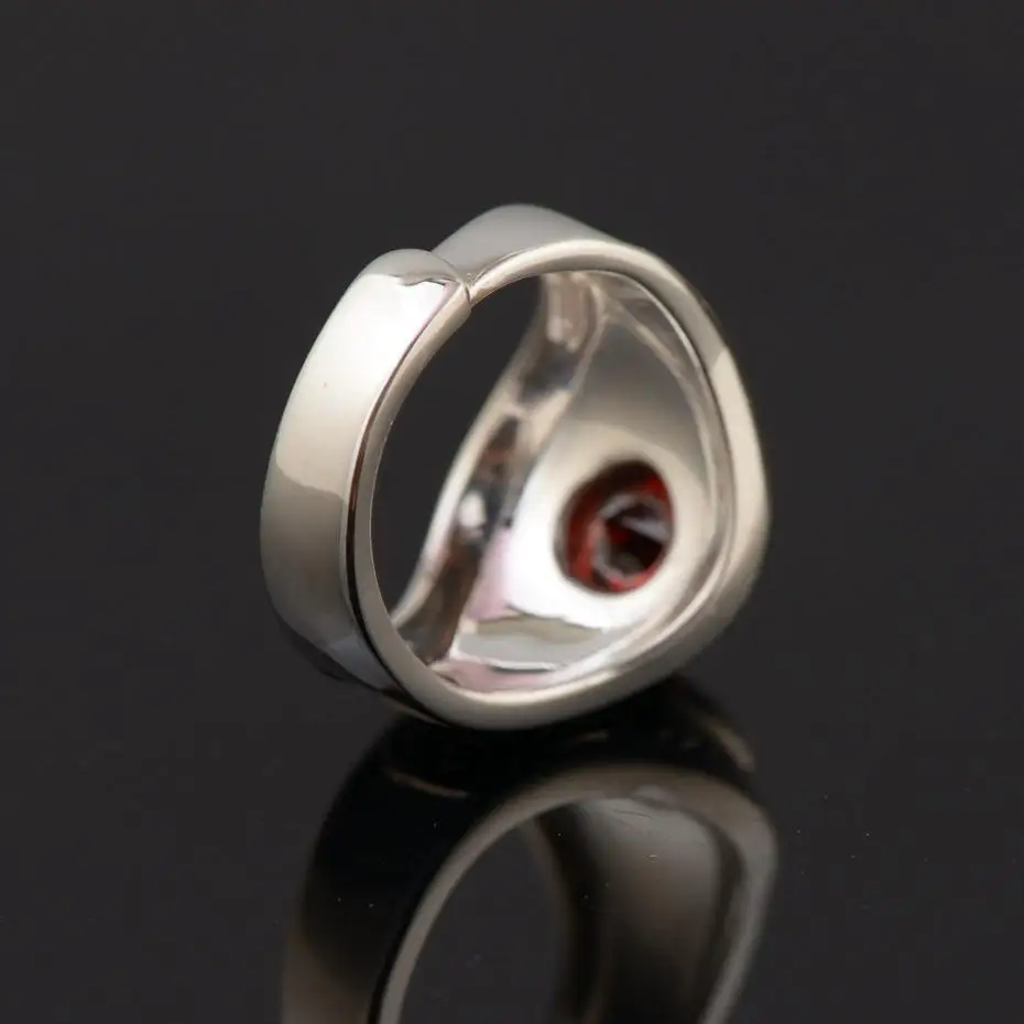 925 пробы серебряные кольца для женщин широкий ремешок с красным камнем Cz