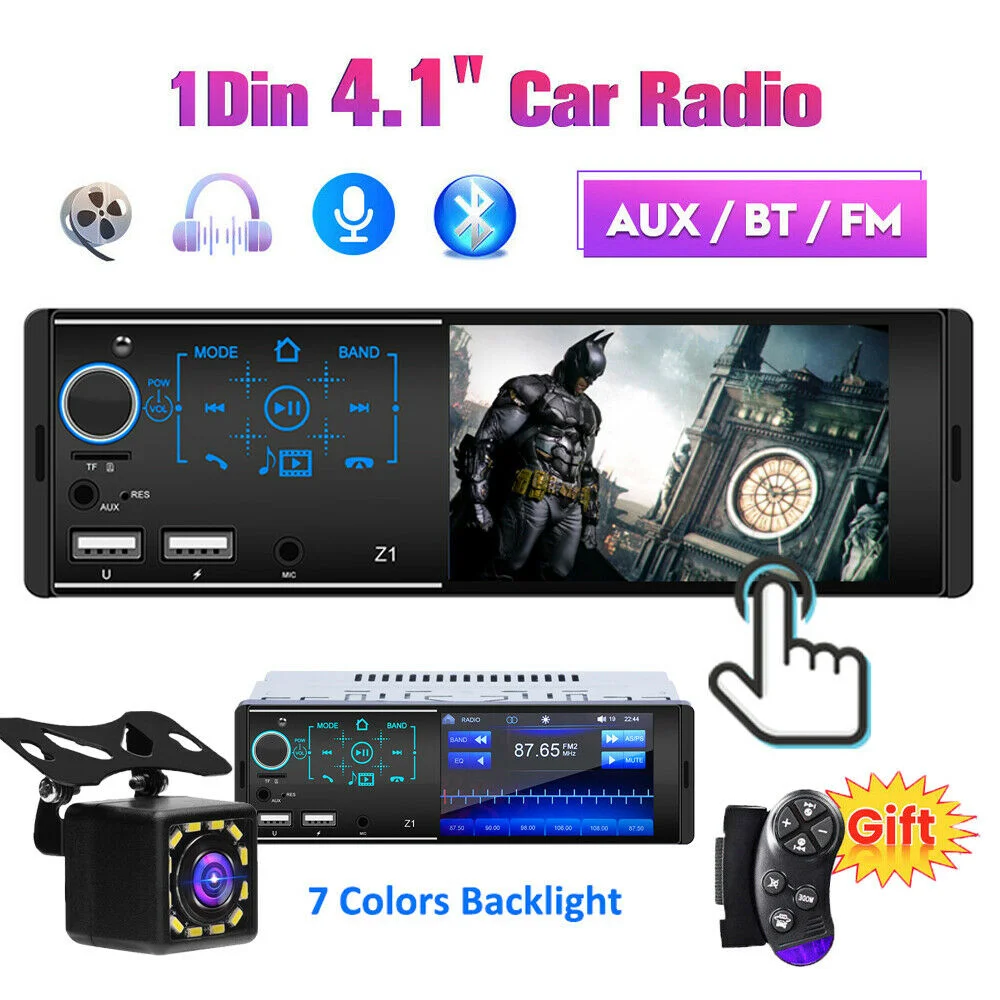 

1Din 4.1 Inch Touch Screen Car Stereo Radio Bluetooth Dual USB MP5 Player GPS Rear View Camera Car Multi-media Player Autoradio