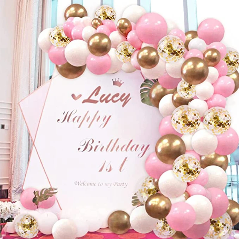 123pcs Pink Balloon Arch Kit Golden Confetti Balloon Garland Wedding Baby Shower Graduation Girl Birthday Party Decoration Kids
123pcs Pink Balloon Arch Kit Golden Confetti Balloon Garland Wedding Baby Shower Graduation Girl Birthday Party Decoration Kids