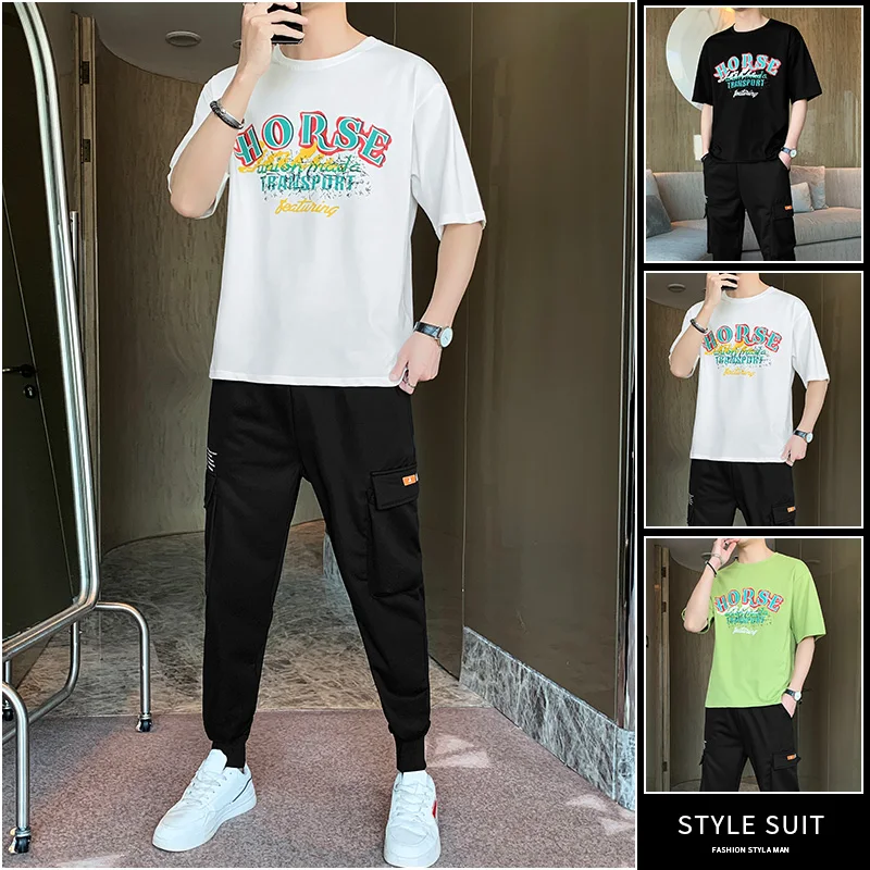 New Summer Men Sportswear Sets T-shirts+pants 2 pieces Sets Men Hip Hop Casual Loose Sets Half Sleeve T-shirts+Slim Pants
New Summer Men Sportswear Sets T-shirts+pants 2 pieces Sets Men Hip Hop Casual Loose Sets Half Sleeve T-shirts+Slim Pants
