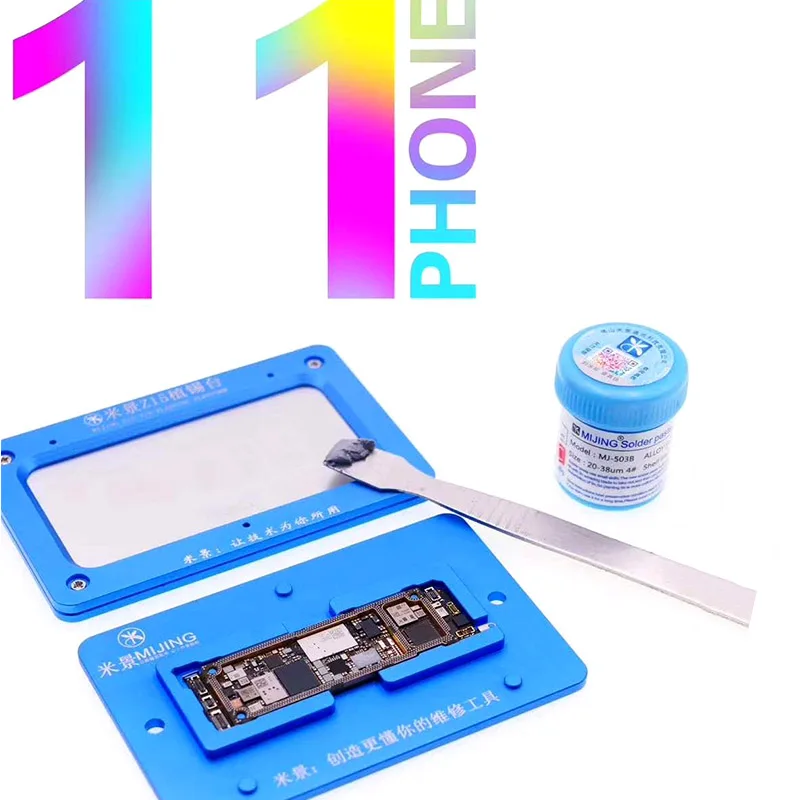 MJ Z15 for Phone 11 Motherboard Fixture Tin Planting Table Motherboard Reballing Platform With BGA Reballing Stencil
MJ Z15 for Phone 11 Motherboard Fixture Tin Planting Table Motherboard Reballing Platform With BGA Reballing Stencil