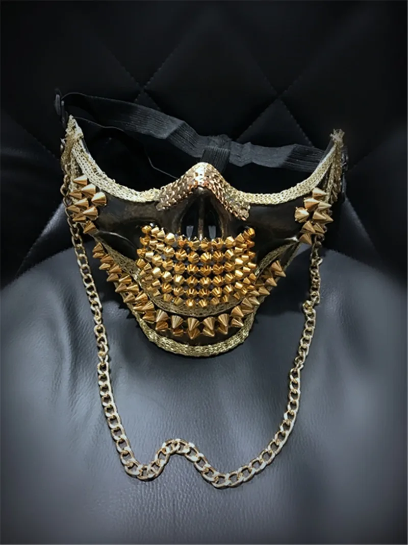 Men's Super Exaggerated Skull Punk Rivet Mask Cool Night Club Dance Performance Mask Halloween Mask Gold/Silver Color Handmade
Men's Super Exaggerated Skull Punk Rivet Mask Cool Night Club Dance Performance Mask Halloween Mask Gold/Silver Color Handmade