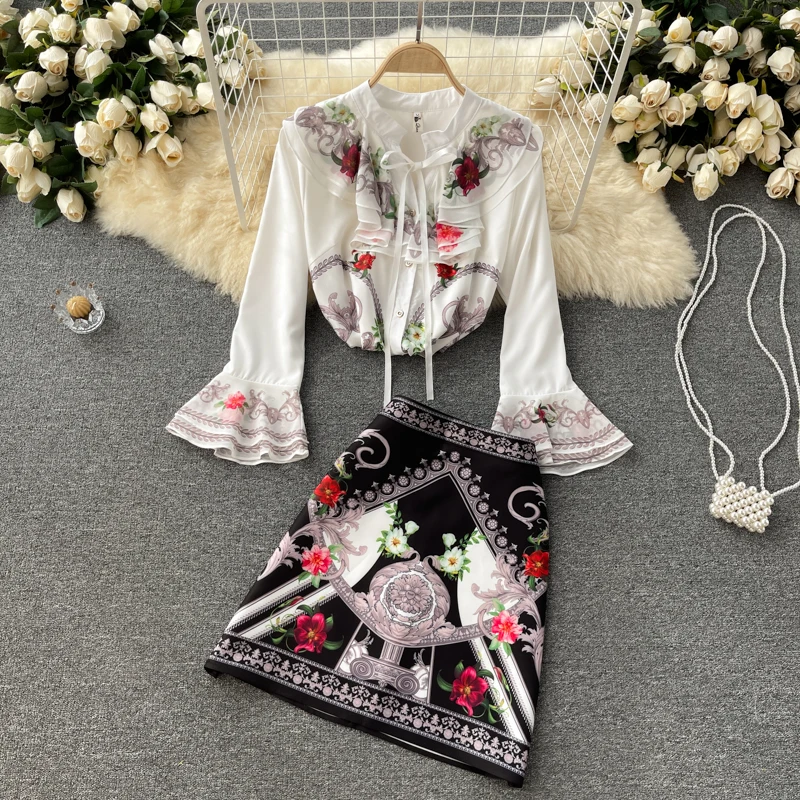 Amolapha Women 2021 Bohemian Print Flare Sleeve Shirt + High Waist Slim Skirt Suits Ladies Vintage Summer Big Size Clothes Sets
Amolapha Women 2021 Bohemian Print Flare Sleeve Shirt + High Waist Slim Skirt Suits Ladies Vintage Summer Big Size Clothes Sets