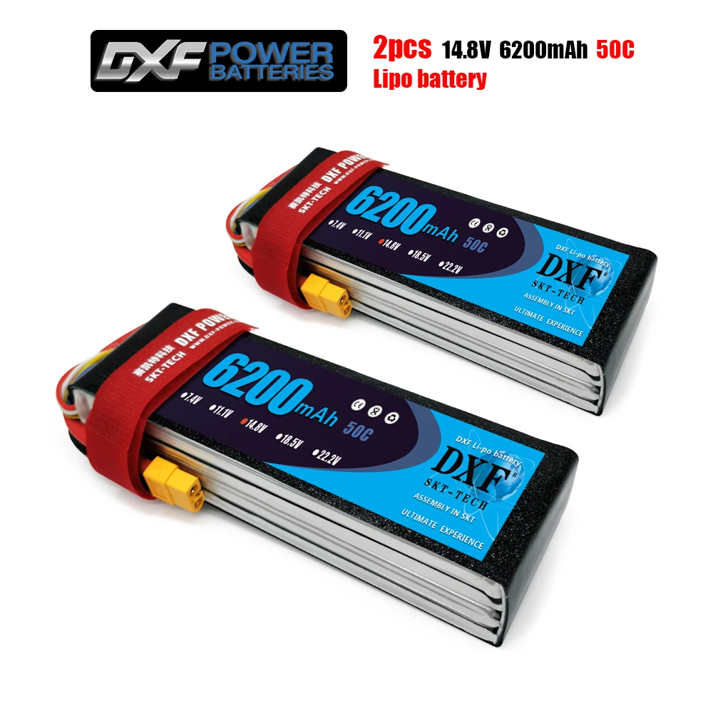 DXF 4S 14.8V 6200mah 50C-100C Lipo Battery 4S XT60 T Deans XT90 EC5 For FPV Drone Airplane Car Racing Truck Boat RC Parts
DXF 4S 14.8V 6200mah 50C-100C Lipo Battery 4S XT60 T Deans XT90 EC5 For FPV Drone Airplane Car Racing Truck Boat RC Parts