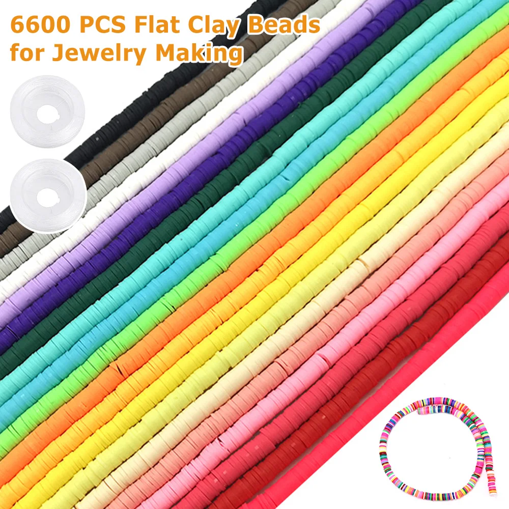 6600Pcs/Box Clay Flat Beads Flat Round Clay Spacer Bead Loose Round Spacer Beads with Elastic Rope Arts Crafts DIY Kits
6600Pcs/Box Clay Flat Beads Flat Round Clay Spacer Bead Loose Round Spacer Beads with Elastic Rope Arts Crafts DIY Kits