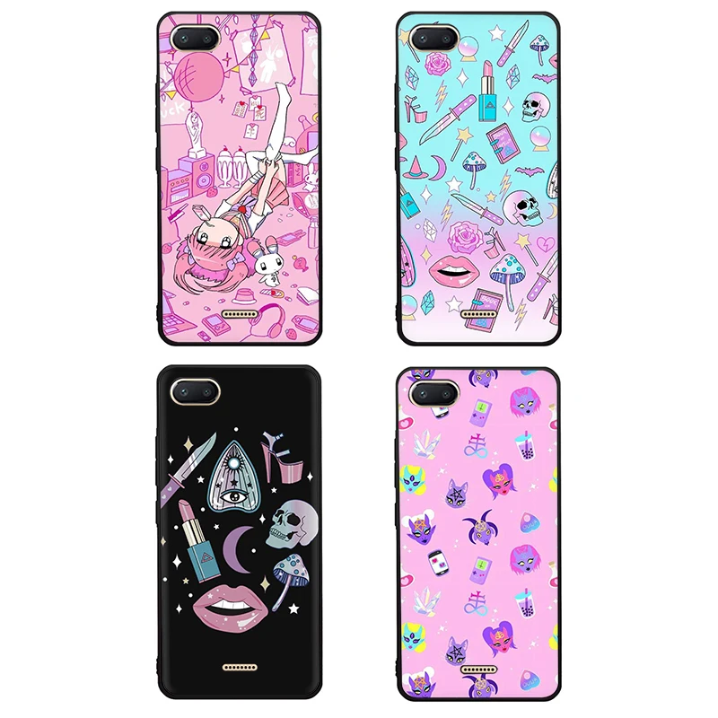 Силиконовый чехол для телефона EWAU Girly Pastel Witch Goth Xiaomi Redmi Note 4 4X 5 6 7 8 Pro 5A Prime |
