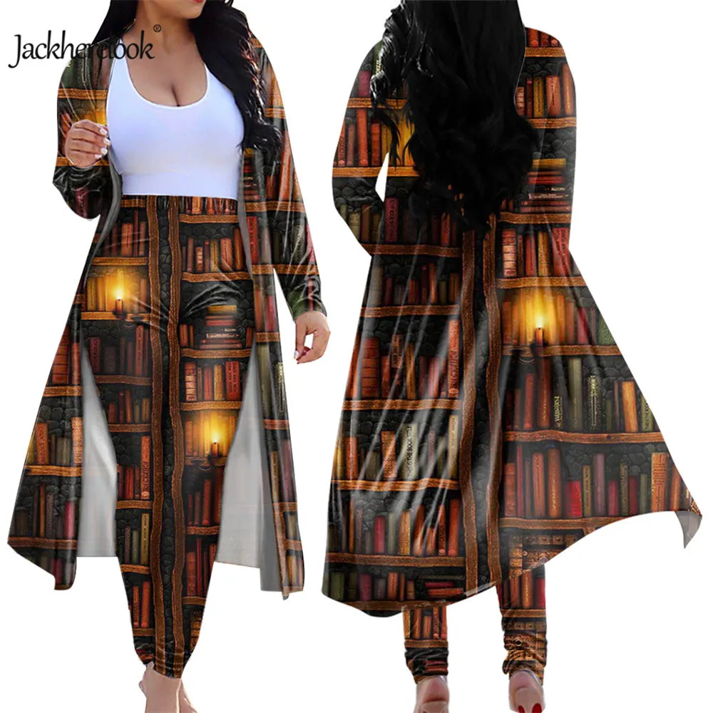 Jackherelook Vintage Bookshelf Brand Design Women Two Piece Club Outfits Open Front Cardigan Skinny Legging Pants Size 4XL
Jackherelook Vintage Bookshelf Brand Design Women Two Piece Club Outfits Open Front Cardigan Skinny Legging Pants Size 4XL