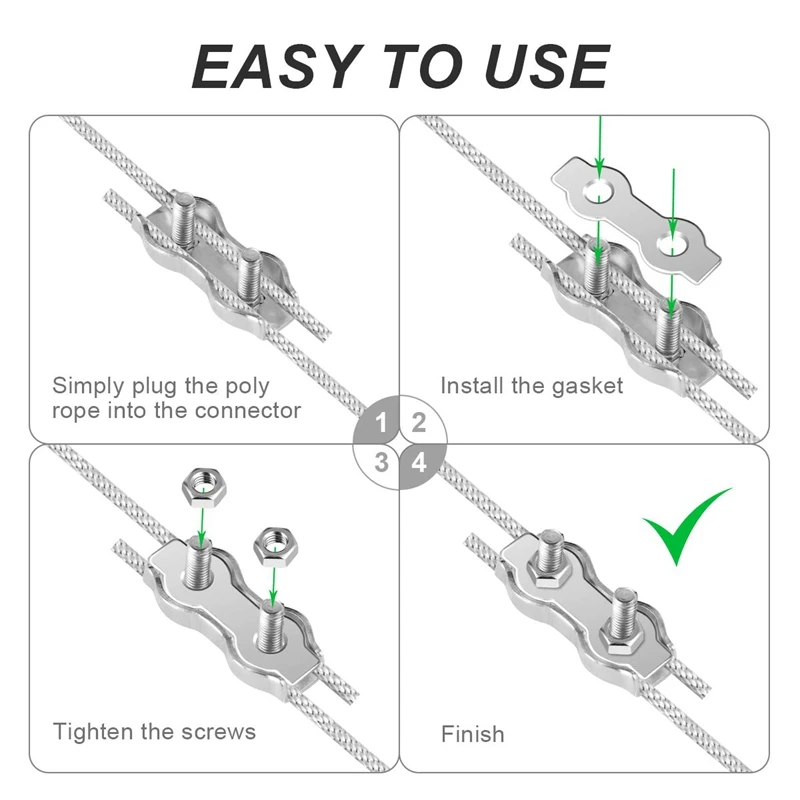 12Pcs Poly Rope Connector Wires Splicer 304 Stainless Steel Connector for Electric Fences
12Pcs Poly Rope Connector Wires Splicer 304 Stainless Steel Connector for Electric Fences