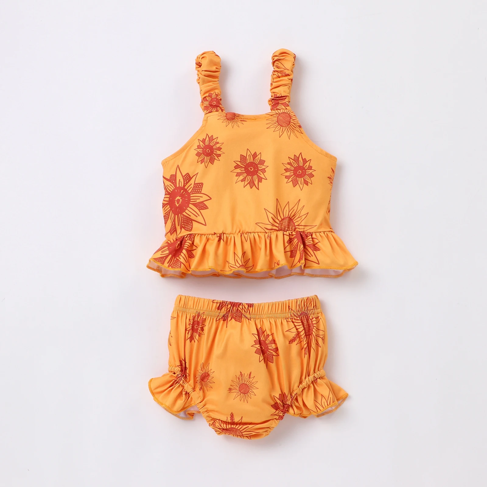 Baby Girls Two-piece Clothes Set, Orange Floral Printed Pattern Camisole and Elastic High Waist Shorts 2021 New Fashion
Baby Girls Two-piece Clothes Set, Orange Floral Printed Pattern Camisole and Elastic High Waist Shorts 2021 New Fashion