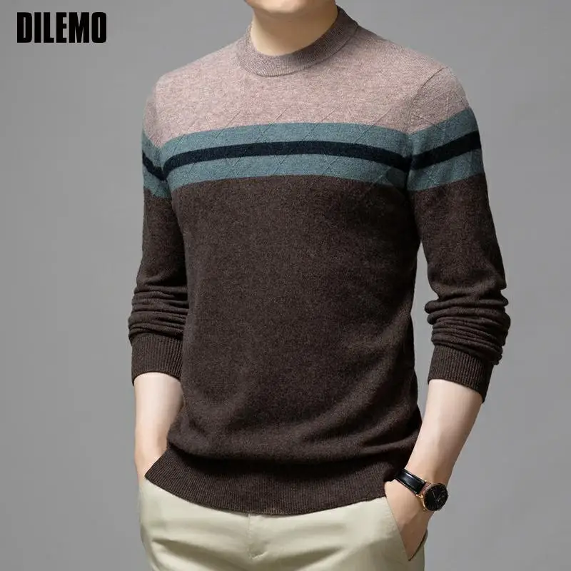 Wool 100% Top Grade Thick New Fashion Designer Crew Brand Knit Pullover Mens Sweater Striped Casual Jumper Winter Men Clothing
Wool 100% Top Grade Thick New Fashion Designer Crew Brand Knit Pullover Mens Sweater Striped Casual Jumper Winter Men Clothing
