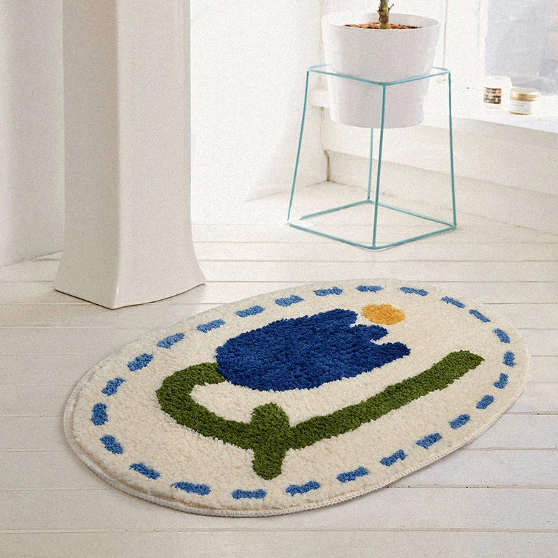 Bathroom Mat Simple Modern Simple Fresh Blue Tulip Oval Soft Carpet Absorbent Slip-resistant Pad Kitchen Door Floor Mat
Bathroom Mat Simple Modern Simple Fresh Blue Tulip Oval Soft Carpet Absorbent Slip-resistant Pad Kitchen Door Floor Mat
