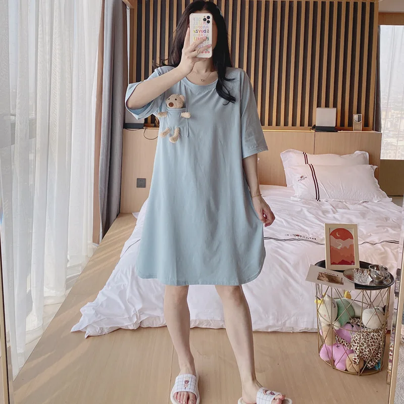 Sweet and cute doll detachable ladies loose short-sleeved pajamas women summer Korean dress women
Sweet and cute doll detachable ladies loose short-sleeved pajamas women summer Korean dress women