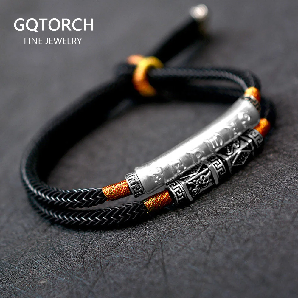 Handmade Braided Bracelet For Men 999 Sterling Silver Om Mani Padme Hum Engraved Bend Charm Double Layers Lucky Rope Chain
Handmade Braided Bracelet For Men 999 Sterling Silver Om Mani Padme Hum Engraved Bend Charm Double Layers Lucky Rope Chain