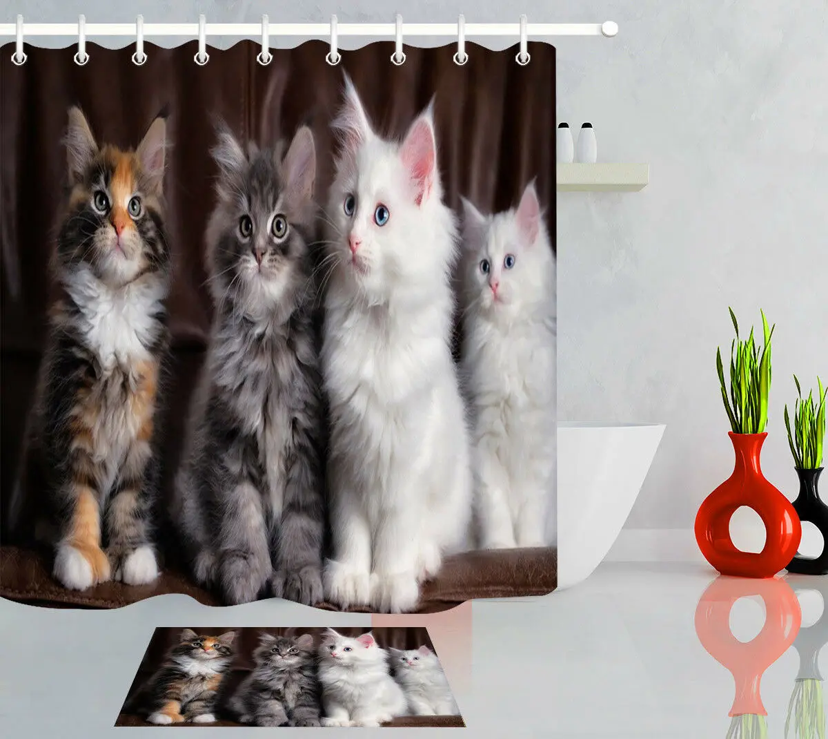 Four Cute Kittens Polyester Fabric Shower Curtain Liner Bathroom Set Custom
Four Cute Kittens Polyester Fabric Shower Curtain Liner Bathroom Set Custom