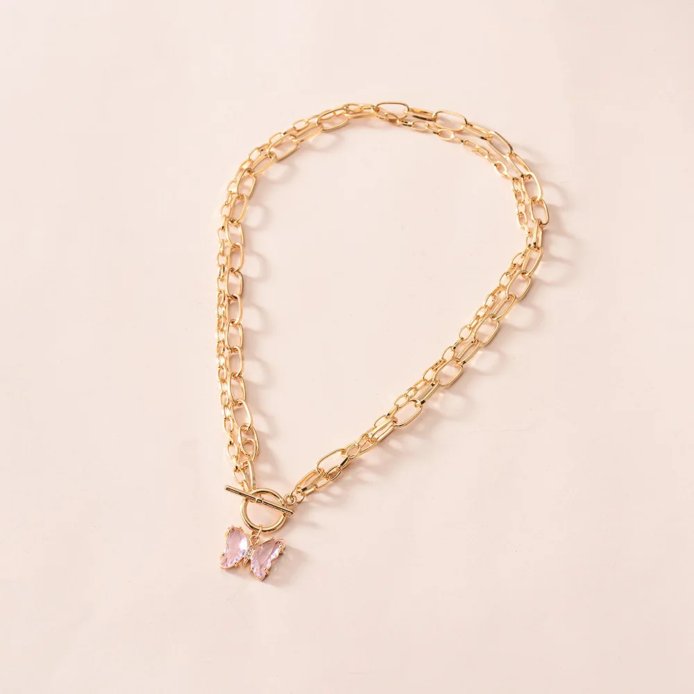 Women Choker On The Neck Fantasy Crystal Butterfly Pendant Necklace Double-Layer Chain OT Buckle Aesthetic Jewely Female
Women Choker On The Neck Fantasy Crystal Butterfly Pendant Necklace Double-Layer Chain OT Buckle Aesthetic Jewely Female