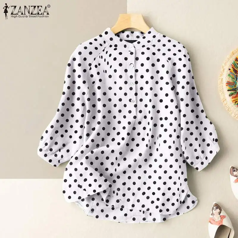 Женская модная блузка ZANZEA с рукавом 3/4, винтажные топы с принтом, осенняя блузка оверсайз на пуговицах, женская элегантная повседневная туни... 
Женская модная блузка ZANZEA с рукавом 3/4, винтажные топы с принтом, осенняя блузка оверсайз на пуговицах, женская элегантная повседневная туни...