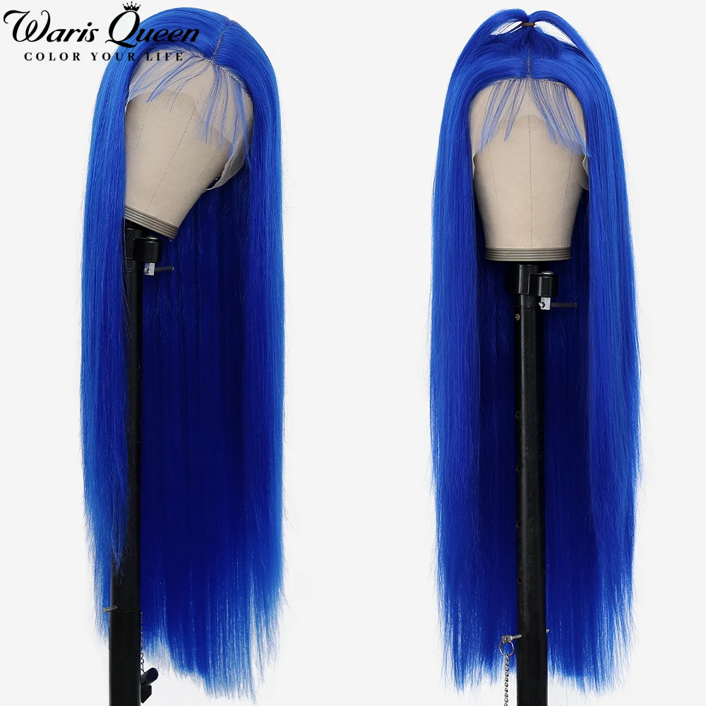 парики косплей для волос лолита женские Синий прямой синтетический кружевной