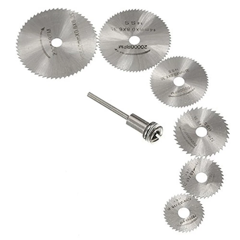 7pcs/set HSS Mini Circular Saw Blade set Metal Woodworking Cutter Power Tool Mandrel Set Cutting Discs Drill for Rotary Tools
7pcs/set HSS Mini Circular Saw Blade set Metal Woodworking Cutter Power Tool Mandrel Set Cutting Discs Drill for Rotary Tools