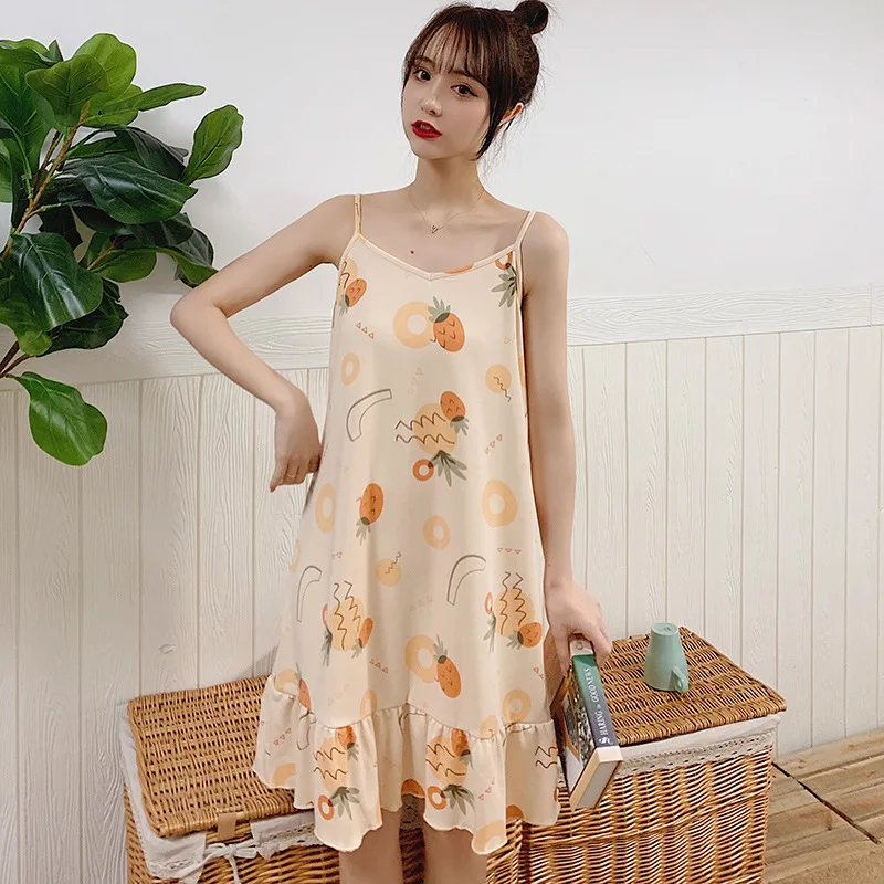 Summer Sexy Suspenders Women Nightgown Thin Sexy Sleepwear Sleeveless V-Neck Cartoon Nightdress Sweet Girl Household clothing
Summer Sexy Suspenders Women Nightgown Thin Sexy Sleepwear Sleeveless V-Neck Cartoon Nightdress Sweet Girl Household clothing