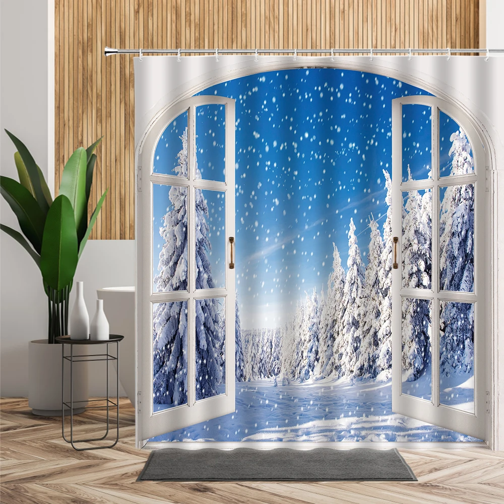 Winter Window Snow Scene Shower Curtains Snowflake Forest Christmas Day Decoration Curtain Bathroom Bathtub Screen Home Decor
Winter Window Snow Scene Shower Curtains Snowflake Forest Christmas Day Decoration Curtain Bathroom Bathtub Screen Home Decor