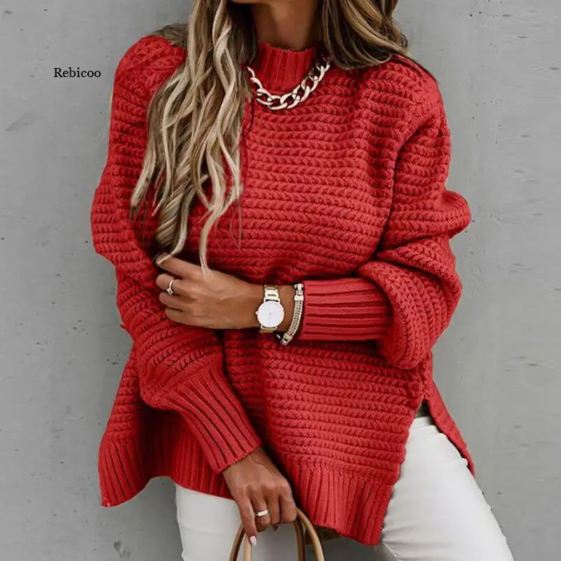 Women Winter Casual Elegant Solid Ribbed Knit Sweater Ladies O Neck Lantern Long Sleeve Sweaters Fashion Loose Slit Pullover Top
Women Winter Casual Elegant Solid Ribbed Knit Sweater Ladies O Neck Lantern Long Sleeve Sweaters Fashion Loose Slit Pullover Top