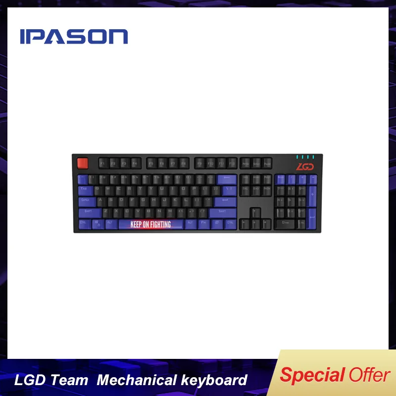 Механическая клавиатура IPASON VTG A5 LGD Team Custom Edition с зеленой осью игровая 104
