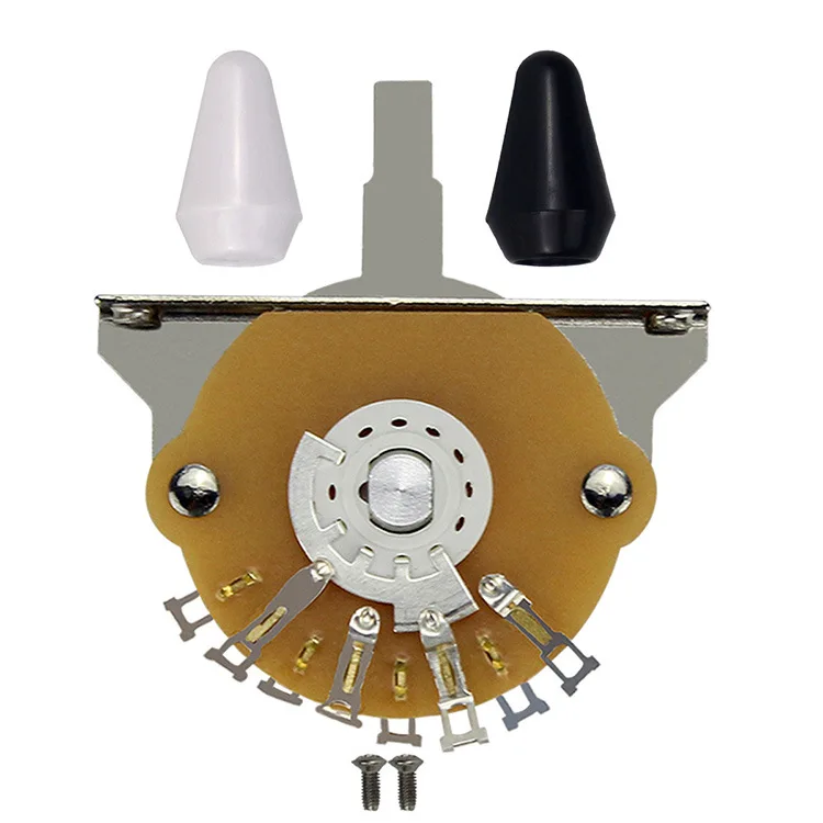 Ohello 3/5-Way Switch Guitar Pickup Selector Switch with White&Blavk Two Tips for ST FD Electric Guitar Replacement Parts 
Ohello 3/5-Way Switch Guitar Pickup Selector Switch with White&Blavk Two Tips for ST FD Electric Guitar Replacement Parts