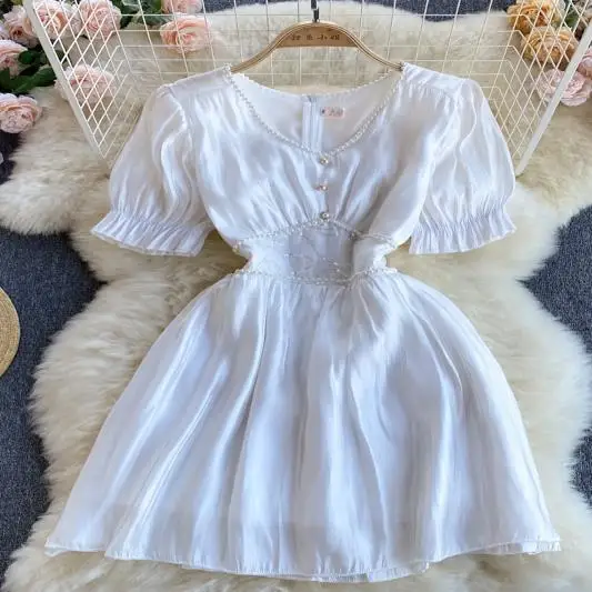 Women's V Neck Elegant A Line White Dress Ladies Summer Streetwear Puff Sleeve Long Dress Summer Solid Color Party Vestidos
Women's V Neck Elegant A Line White Dress Ladies Summer Streetwear Puff Sleeve Long Dress Summer Solid Color Party Vestidos