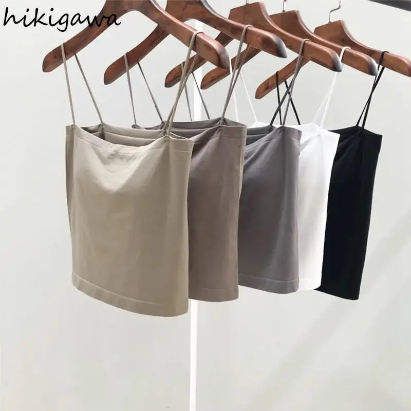 Hikigawa New fashion Sexy Blouse Underwear Crop Top Women One-Piece Y2k Tops Thin Shoulder Straps Solid Seamless Gym Tank Top
Hikigawa New fashion Sexy Blouse Underwear Crop Top Women One-Piece Y2k Tops Thin Shoulder Straps Solid Seamless Gym Tank Top