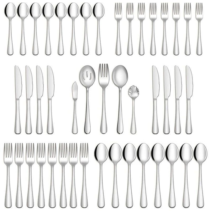 45-Piece Silverware Set with Serving Utensils for 8, Flatware Cutlery Set for Home and Restaurant, Fork Spoon Knife Set
45-Piece Silverware Set with Serving Utensils for 8, Flatware Cutlery Set for Home and Restaurant, Fork Spoon Knife Set
