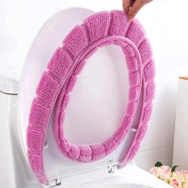 

5 Pcs Bathroom Soft Thicker Warmer Stretchable Washable Cloth Easy Installation & Cleaning Comfortable Toilet Seat