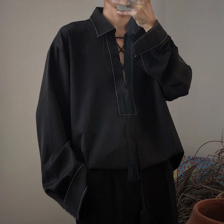 Autumn New Korean Ins Harajuku Black Bf Blouse Women Casual Loose Bandage Long Sleeve Shirts Unisex Hipster Plus Size Streetwear
Autumn New Korean Ins Harajuku Black Bf Blouse Women Casual Loose Bandage Long Sleeve Shirts Unisex Hipster Plus Size Streetwear