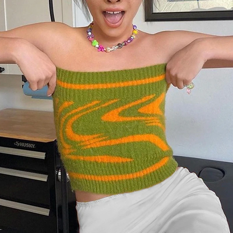 Green Paisley Knitted Tube Top Strapless Off the Shoulder Sleeveless Crop Top Corset Y2K Aesthetic Vintage Women Cami Mini Vest
Green Paisley Knitted Tube Top Strapless Off the Shoulder Sleeveless Crop Top Corset Y2K Aesthetic Vintage Women Cami Mini Vest