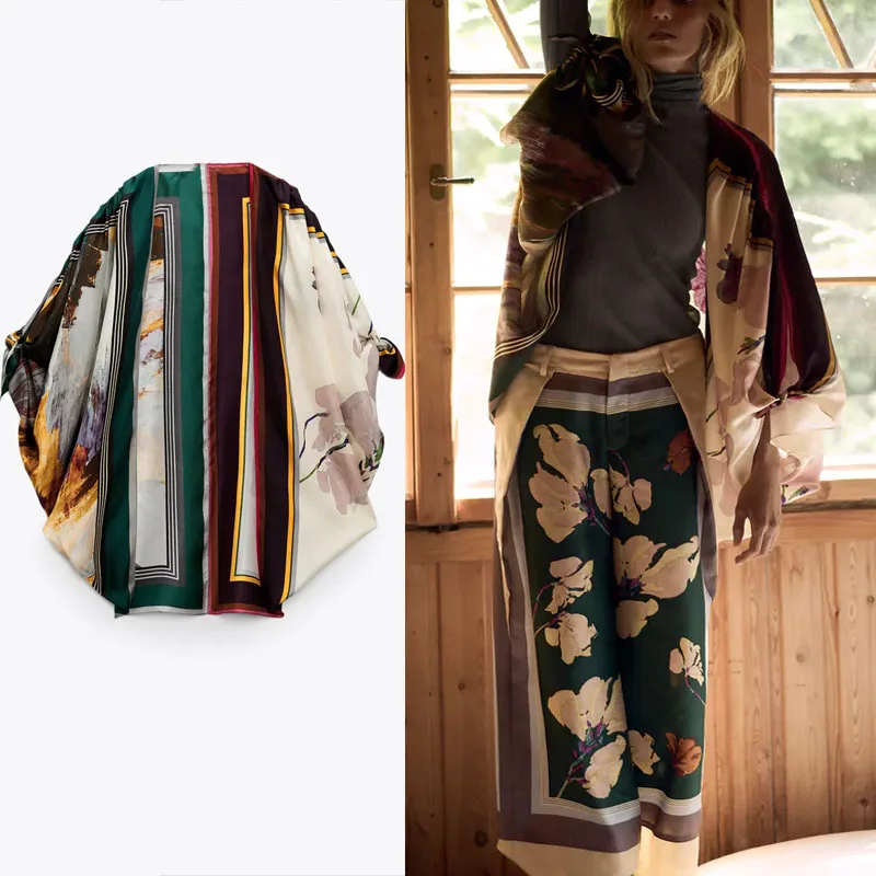 Za 2021 Print Vintage Kimono Blouse Women Long Puff Sleeve Pleat Green Kimonos Fashion Opening Knot Summer Women Shirts 
Za 2021 Print Vintage Kimono Blouse Women Long Puff Sleeve Pleat Green Kimonos Fashion Opening Knot Summer Women Shirts