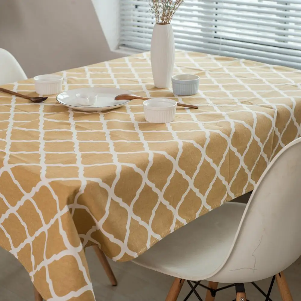 21 Yellow diamond geometric cotton linen table Simple lattice table linen table cloth 
21 Yellow diamond geometric cotton linen table Simple lattice table linen table cloth