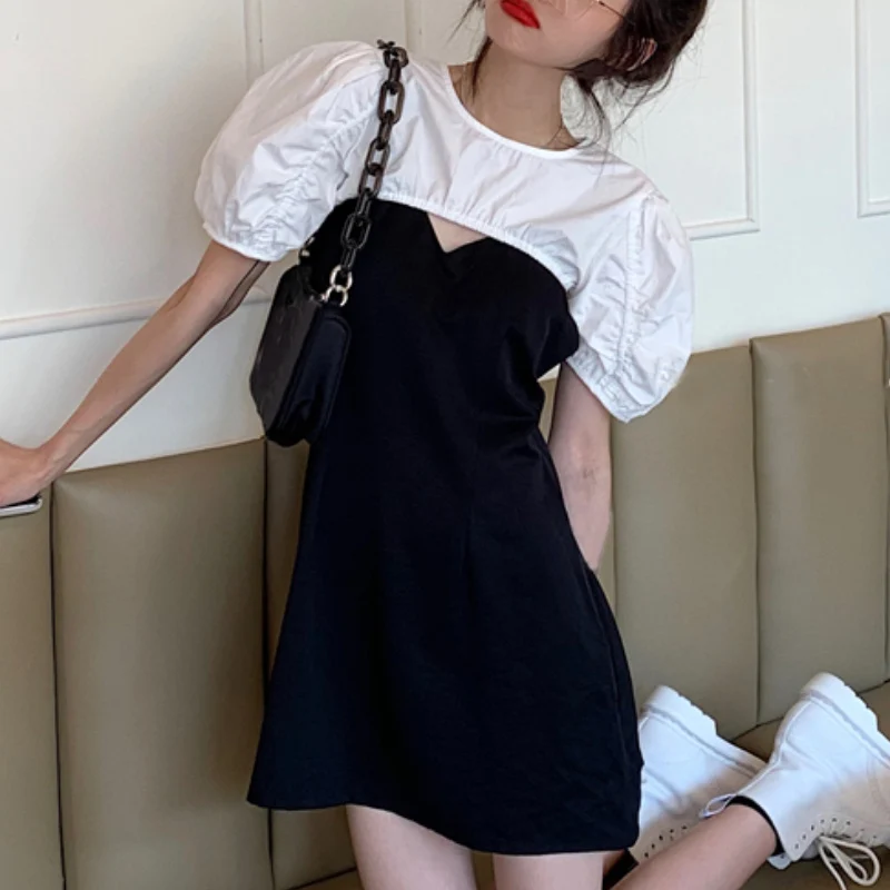 French Short Sleeve Casual Mini Dresses Y2k Women Korean Fashion Vintage Black Dress 2021 Summer 2 Piece Set Clothes Ladies Chic
French Short Sleeve Casual Mini Dresses Y2k Women Korean Fashion Vintage Black Dress 2021 Summer 2 Piece Set Clothes Ladies Chic
