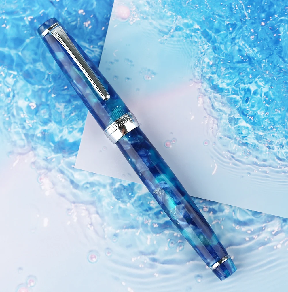 NEW DELIKE Fountain Pen Newmoon 2 Ocean Blue Acrylic Resin Iridium EF/F/Small Bent Writing Pen Gift Set for Business Office 
NEW DELIKE Fountain Pen Newmoon 2 Ocean Blue Acrylic Resin Iridium EF/F/Small Bent Writing Pen Gift Set for Business Office