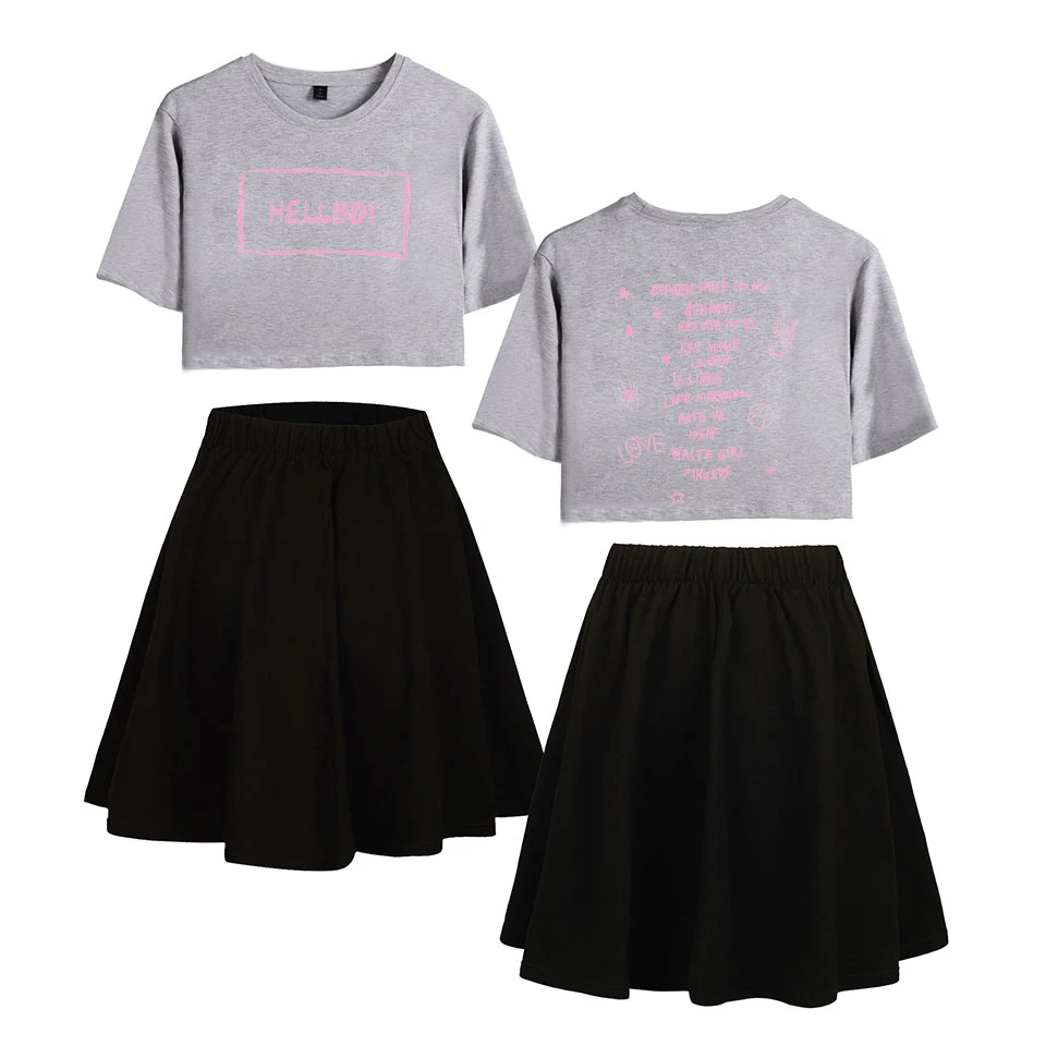 Newest Lil Peep Women Two Piece Sets Fashion Summer Short Sleeve Crop Top+Skirt Hot Sale Kpop Casual Girls Trendy Style Clothes
Newest Lil Peep Women Two Piece Sets Fashion Summer Short Sleeve Crop Top+Skirt Hot Sale Kpop Casual Girls Trendy Style Clothes