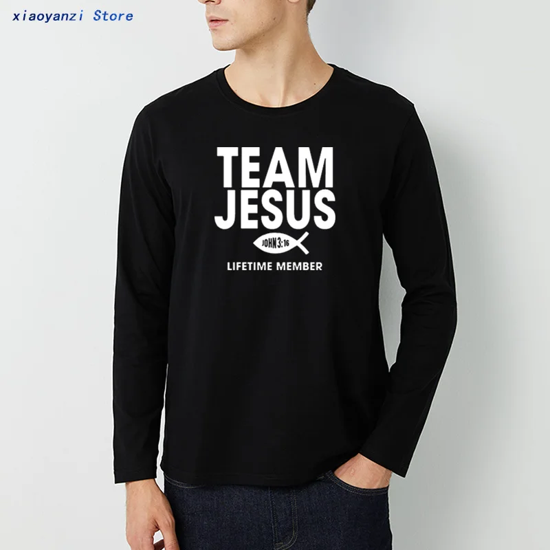Team Jesus Tshirt Fish Print Life Time Member Creative Design Faith Element Crew Neck Tops Tee long sleeve 100% Cotton t shirts
Team Jesus Tshirt Fish Print Life Time Member Creative Design Faith Element Crew Neck Tops Tee long sleeve 100% Cotton t shirts