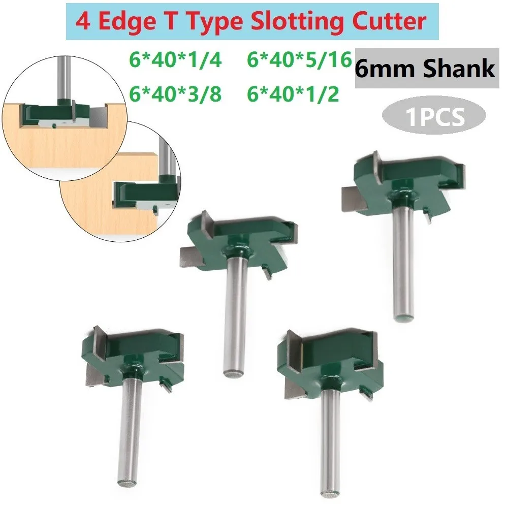 1/4"6mm Shank 4 Edge T Type Slotting Cutter Woodworking Tool Router Bits For Wood Industrial Grade Milling Cutter Slotting
1/4"6mm Shank 4 Edge T Type Slotting Cutter Woodworking Tool Router Bits For Wood Industrial Grade Milling Cutter Slotting