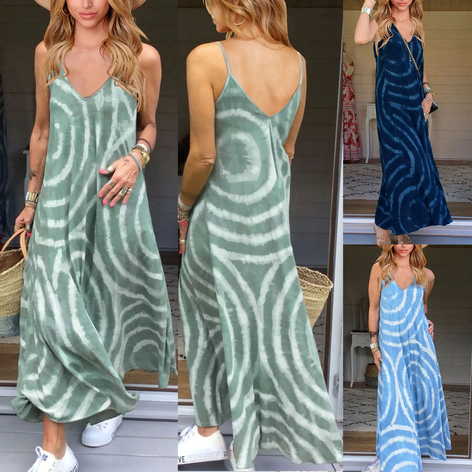 2021 Summer Bohemia Women Maxi Dress Fashion V-Neck Sling Sleeveless Women Printed Casual Party Beach Long Dress Vestios Mujer
2021 Summer Bohemia Women Maxi Dress Fashion V-Neck Sling Sleeveless Women Printed Casual Party Beach Long Dress Vestios Mujer
