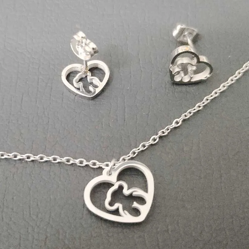 Stainless Steel Heart Necklace Jewelry Women Fashion Animal Necklace Party Accessories Mama Bear Gift
Stainless Steel Heart Necklace Jewelry Women Fashion Animal Necklace Party Accessories Mama Bear Gift