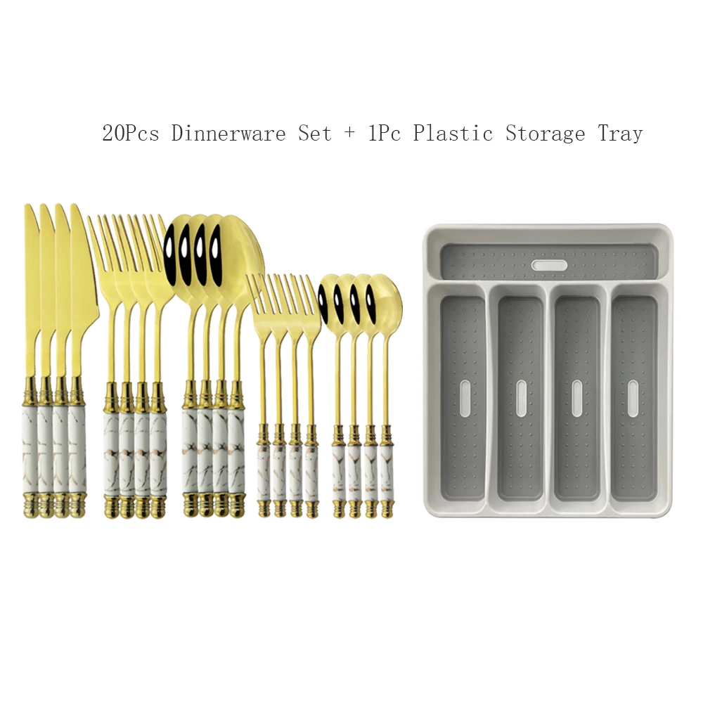 Stainless Steel Cutlery Set Dishwasher Safe Dinnerware Dinner Set Ceramic Handle Tableware Set 20Pcs Gold Fork Spoon Knife Set
Stainless Steel Cutlery Set Dishwasher Safe Dinnerware Dinner Set Ceramic Handle Tableware Set 20Pcs Gold Fork Spoon Knife Set
