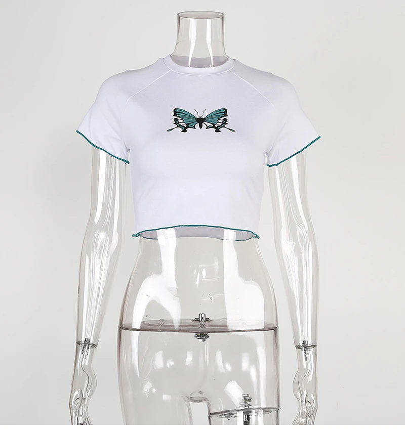 Tossy Ruffle Hem Short Sleeve T-shirt Y2k Butterfly Printed Crop Top White Summer Tops Women 90s Streetwear O-neck Mini Top Tee
Tossy Ruffle Hem Short Sleeve T-shirt Y2k Butterfly Printed Crop Top White Summer Tops Women 90s Streetwear O-neck Mini Top Tee