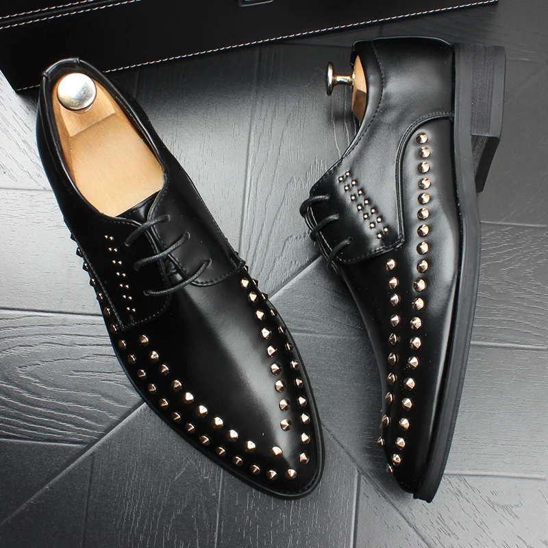 Korean style men fashion rivets shoes stage night club dress black luxury shoe lace-up point toe sneakers mannen schoenen zapato
Korean style men fashion rivets shoes stage night club dress black luxury shoe lace-up point toe sneakers mannen schoenen zapato