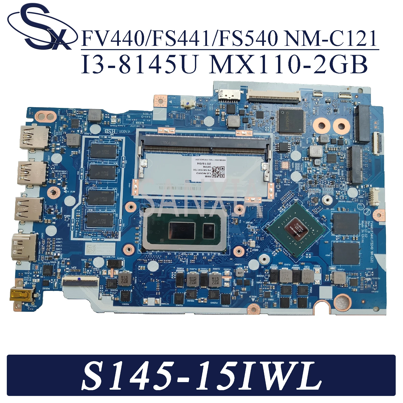 Материнская плата KEFU для ноутбука Lenovo Ideapad NM-C121 340C-15IWL, оригинальная материнская плата 4 ГБ-оперативная память, модель MX110 2 Гб
Материнская плата KEFU для ноутбука Lenovo Ideapad NM-C121 340C-15IWL, оригинальная материнская плата 4 ГБ-оперативная память, модель MX110 2 Гб
