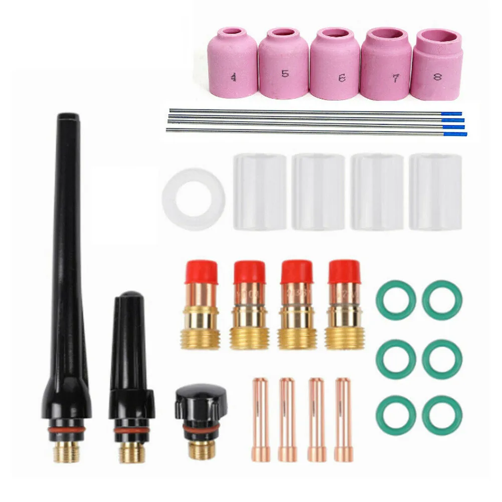 31Pcs TIG Welding Torch Stubby Gas Lens Glass Cup Accessories Kit Welding & Soldering Supplies For WP9/20/25 PTA-9 PTA-9V PTW-20
31Pcs TIG Welding Torch Stubby Gas Lens Glass Cup Accessories Kit Welding & Soldering Supplies For WP9/20/25 PTA-9 PTA-9V PTW-20