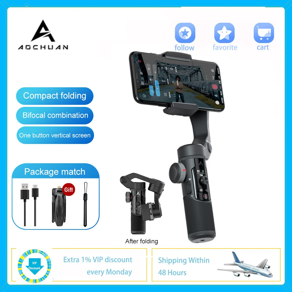 AOCHUAN Smartphone Tripod Selfie Stick SMART XR S1 3-Axis Handheld Gimbal Stabilizer Bluetooth for IOS Android With Phone Clip
AOCHUAN Smartphone Tripod Selfie Stick SMART XR S1 3-Axis Handheld Gimbal Stabilizer Bluetooth for IOS Android With Phone Clip