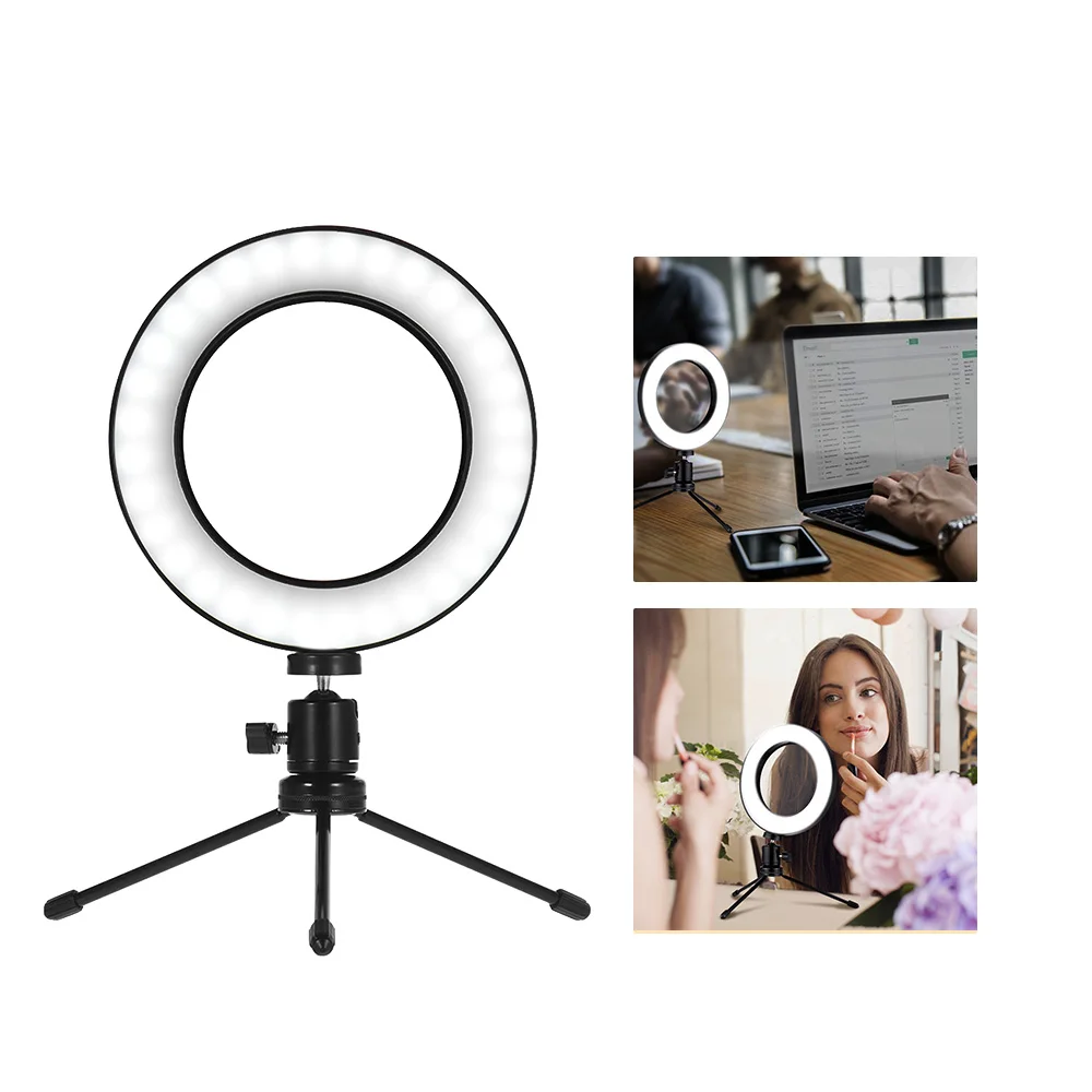 6 Inch Tripod Selfie Facial Makeup Light Telescopic Stand Mini LED Ring Light Lamp Dimmable 3 Modes USB Powered
6 Inch Tripod Selfie Facial Makeup Light Telescopic Stand Mini LED Ring Light Lamp Dimmable 3 Modes USB Powered