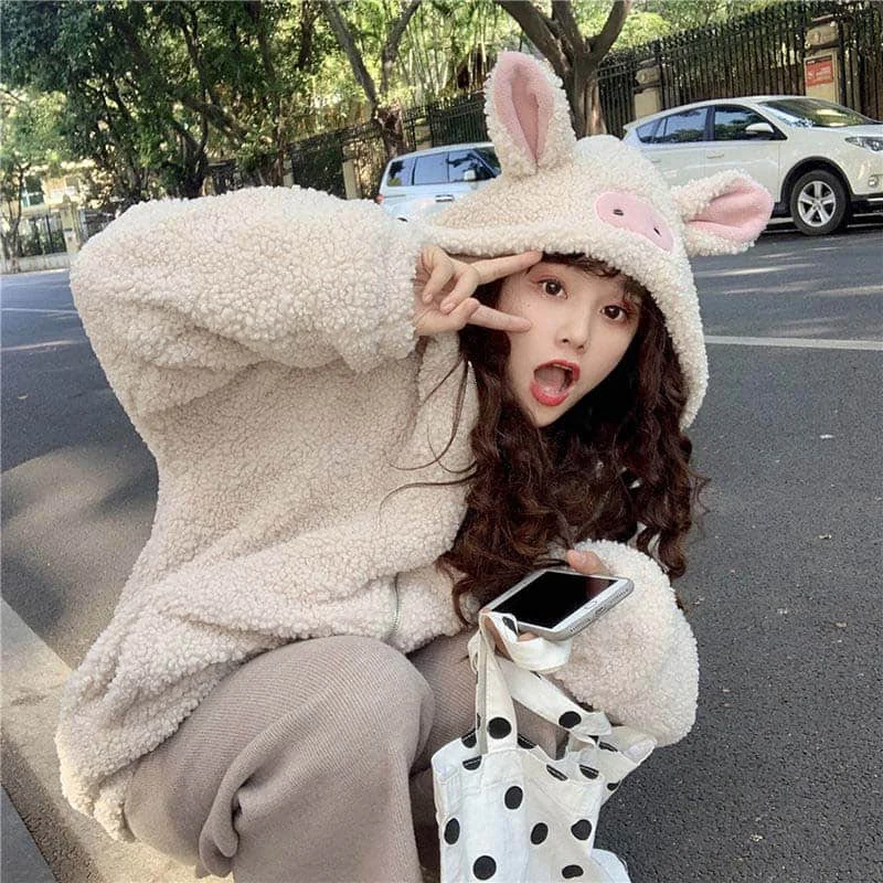 Autumn winter sweet hoodies women cute age-reduced hooded thick imitation lamb wool student long sleeve sweatershirt harajuku
Autumn winter sweet hoodies women cute age-reduced hooded thick imitation lamb wool student long sleeve sweatershirt harajuku